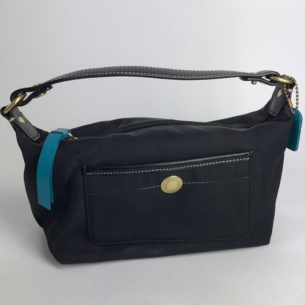 Coach black nylon canvas clutch